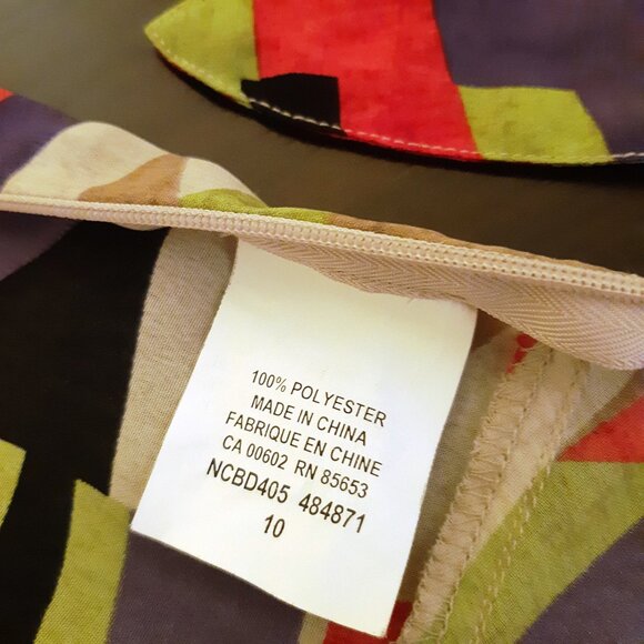 Melrose Petites Colourful Geometric Pattern Peplum Sleeveless Blouse Top Sz 10 - Picture 5 of 8